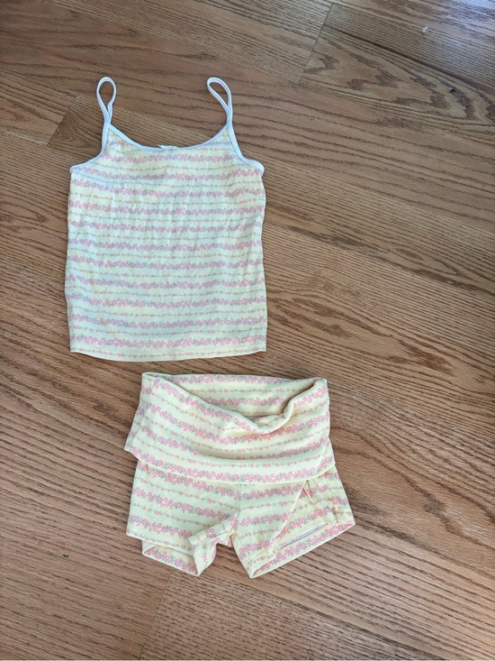 Frankie's Bikinis Pants - Frankie's Bikinis Yellow & Pink Floral Cami and Foldover Shorts Set
